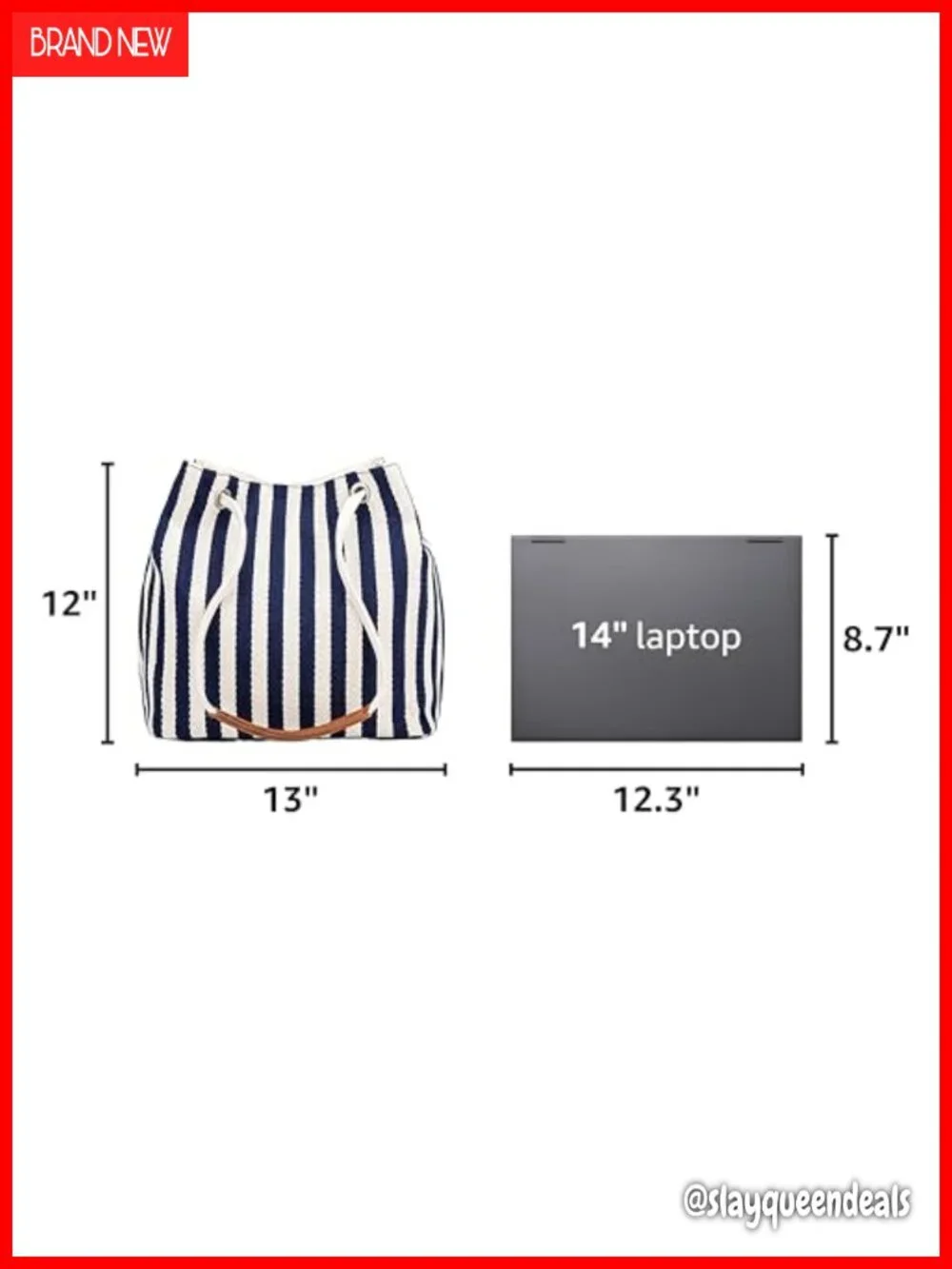 Canvas Striped Hobo Tote Adjustable Strap Work Beach Bag